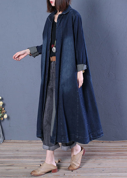 Kvinnors Denim Trenchcoat med Peter Pan Krage 3