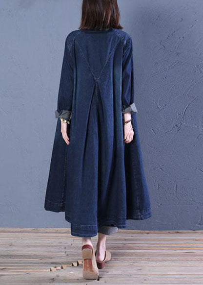 Kvinnors Denim Trenchcoat med Peter Pan Krage 4