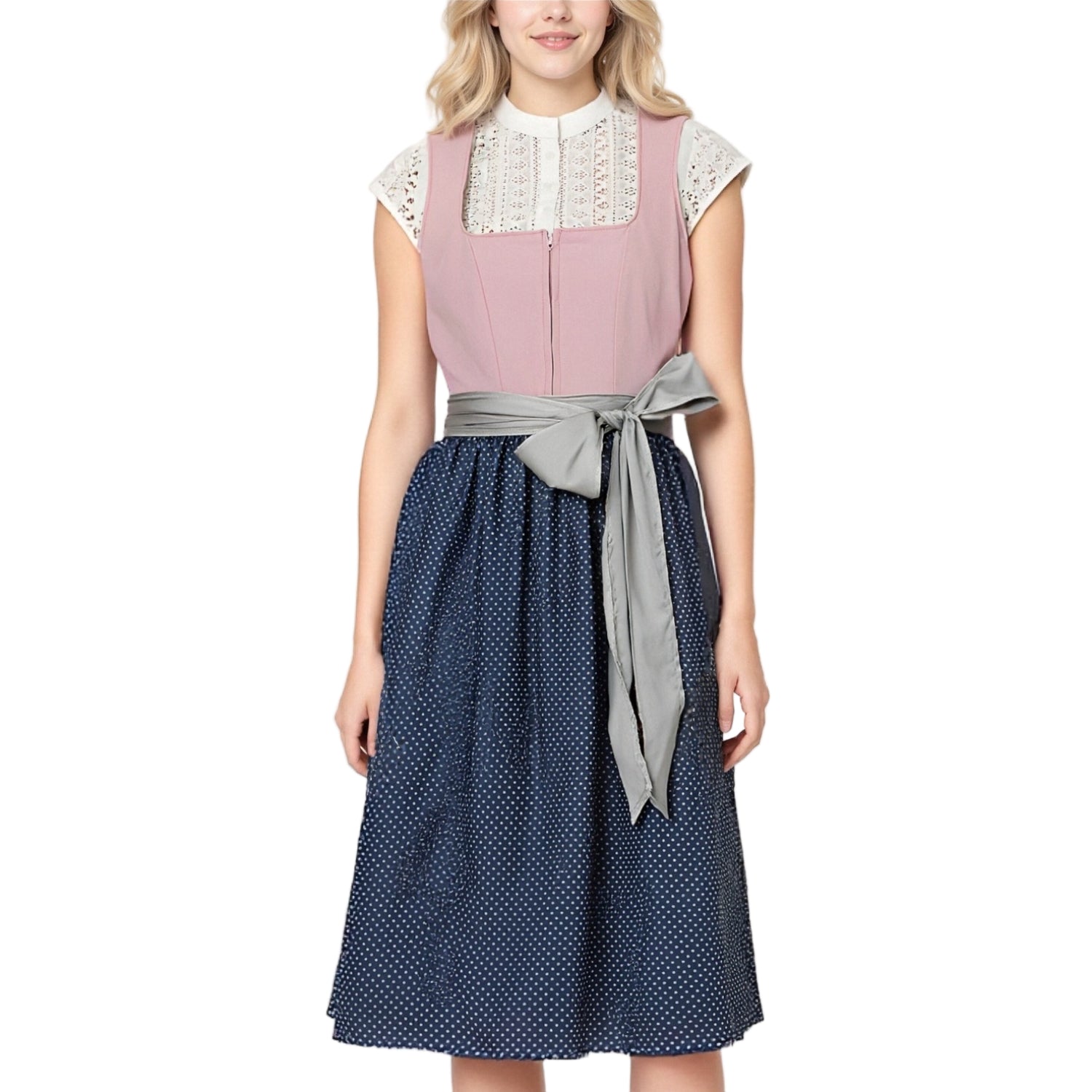 Kvinnors Dirndl Klänning Vintage Stil Polyester Rosa 0
