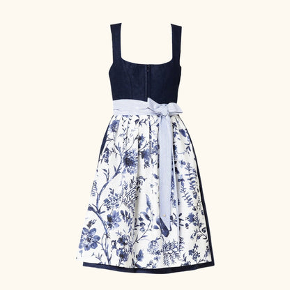 Kvinnors Dirndlklänning Blommönster Polyester med Schürze 1