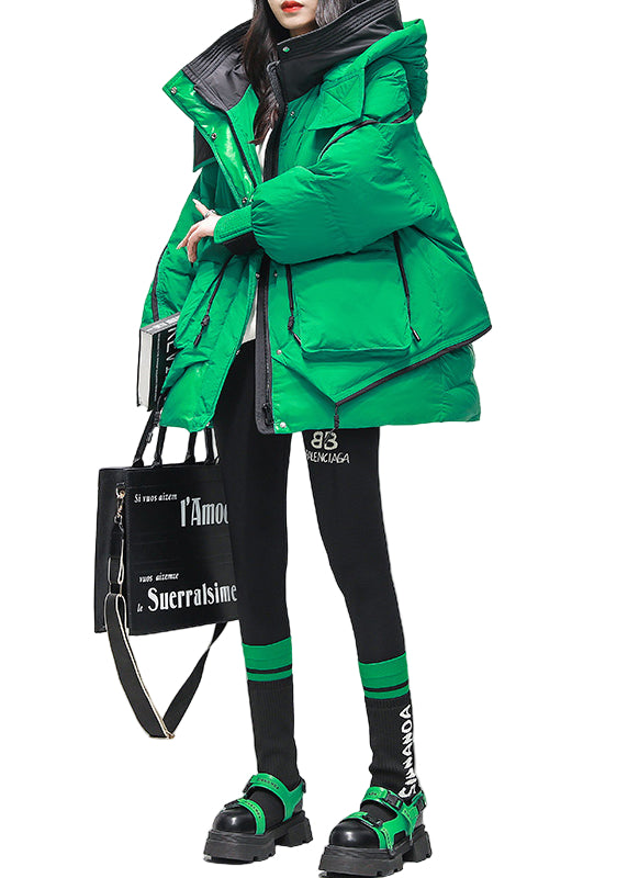 Kvinnors Dunjacka med Huvfickor Modern Vinterjacka 0