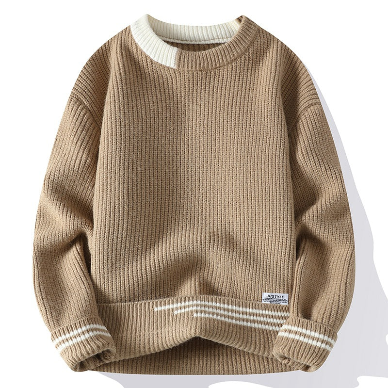 Kvinnors Färgblockerad Pullover med Besättningsringning 1