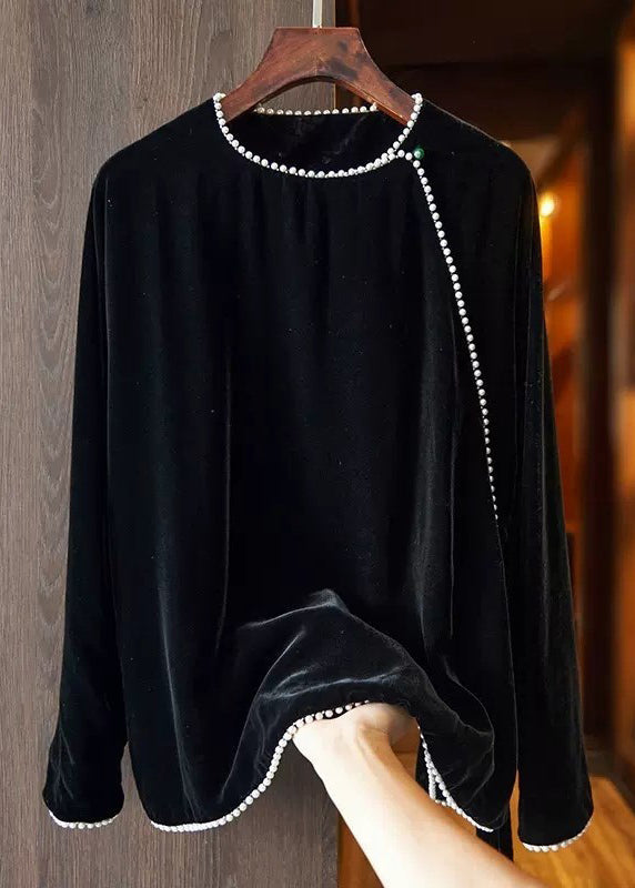 Kvinnors Fest Topp med Pärldetaljer och Patchwork-design 0