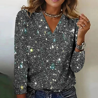 Kvinnors Festblus Glittrande Design för Fest och Kvällsevenemang 1