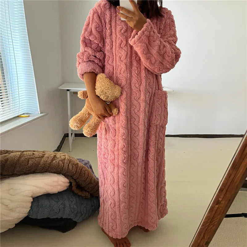Kvinnors Fleece Klänning Mysig 3