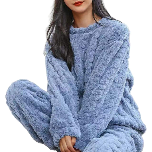 Kvinnors Fleece Pyjamaset för Bekväm Avkoppling 0