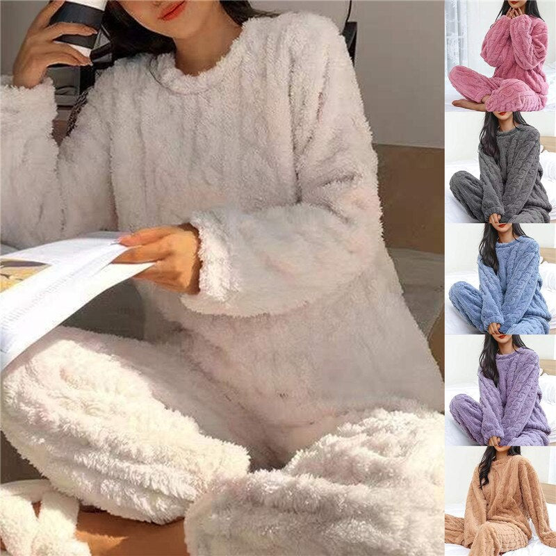 Kvinnors Fleece Pyjamaset för Bekväm Avkoppling 1