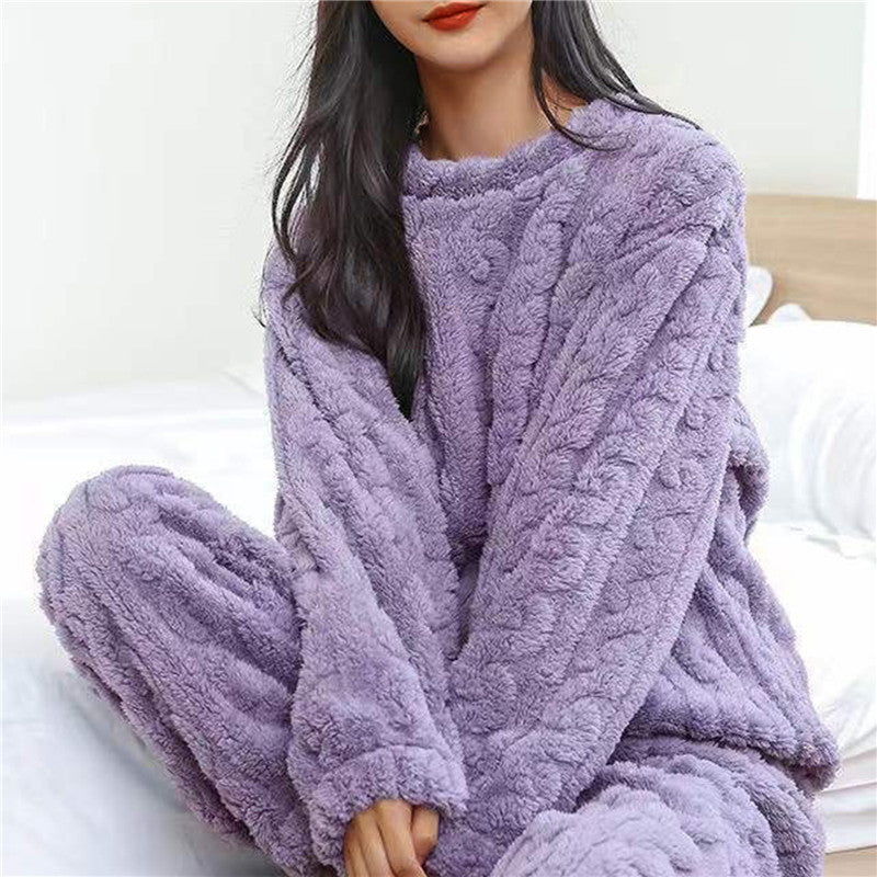 Kvinnors Fleece Pyjamaset för Bekväm Avkoppling 7