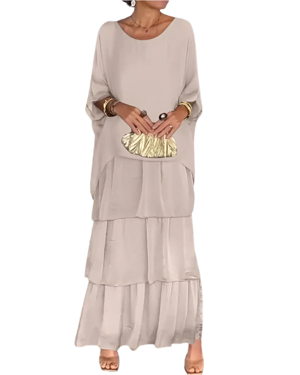 Kvinnors Flera Lager Chiffonklänning Flödande Design 0