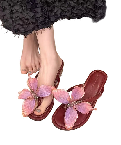 Kvinnors Flip Flops Handgjorda med Fjärilsmotiv 0