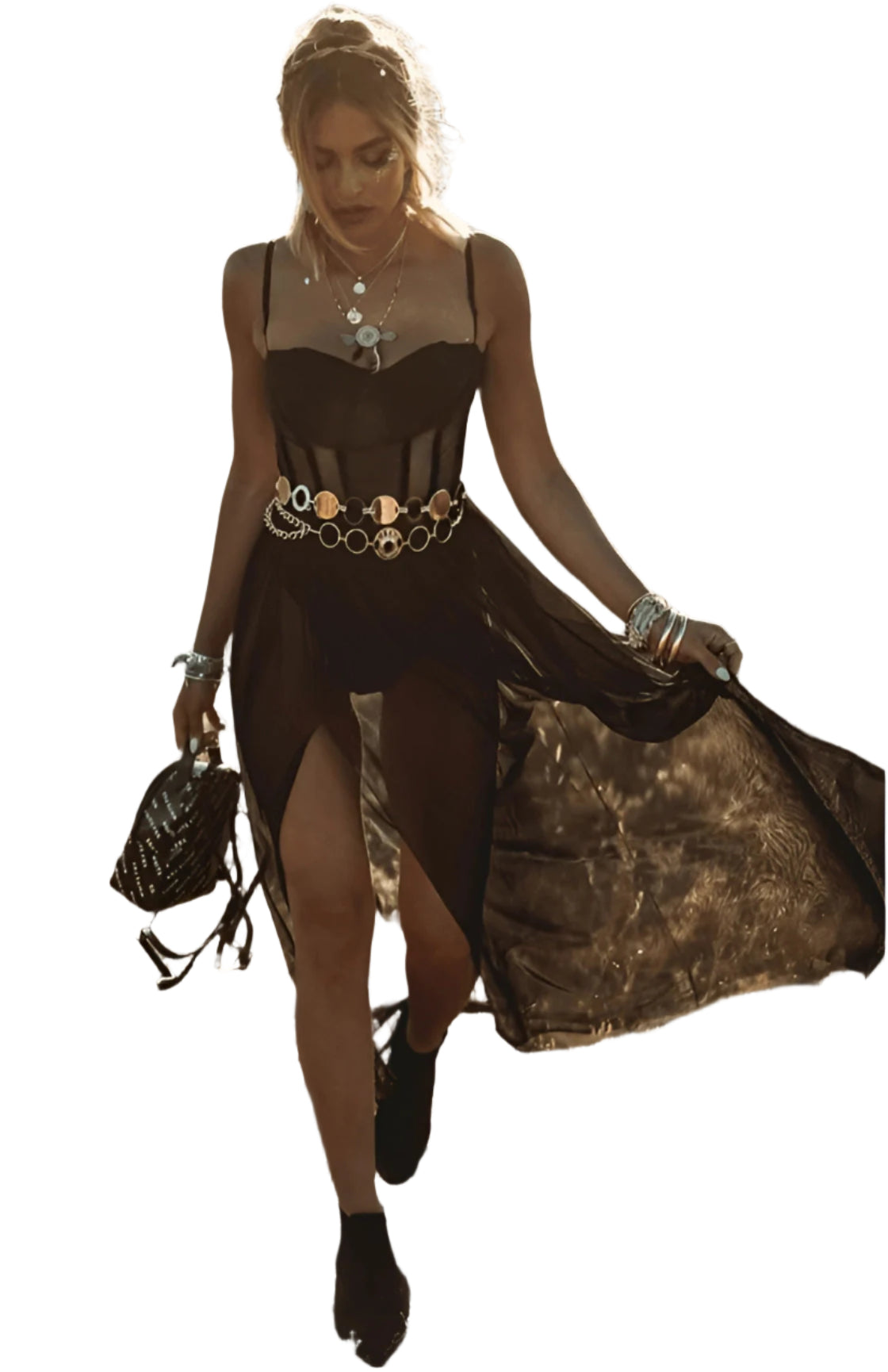 Kvinnors Genomskinlig Klänning Bohemisk Stil 0