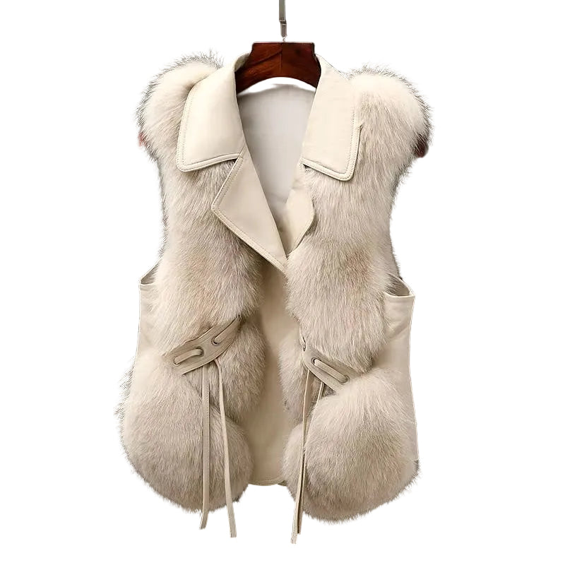 Kvinnors Gilet Med Pälskant Och Knytdetaljer 0