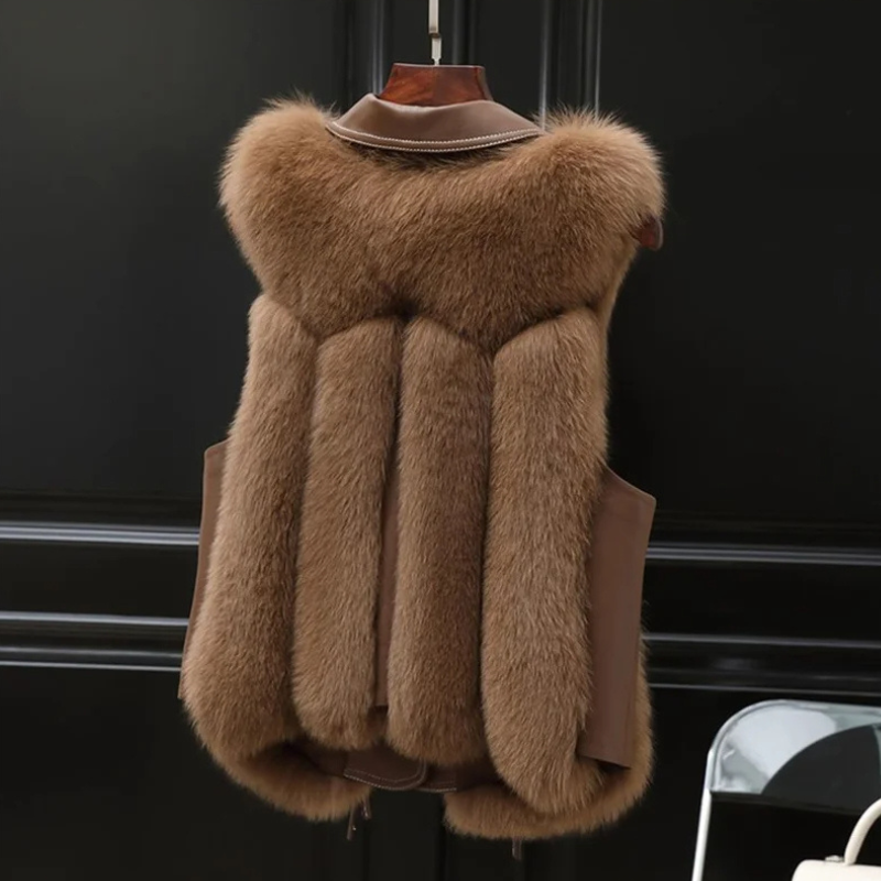 Kvinnors Gilet Med Pälskant Och Knytdetaljer 4