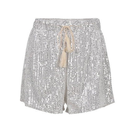 Kvinnors Glittrande Shorts med Hög Midja 2