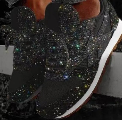 Kvinnors Glittrande Sneakers i Mesh för Avslappnad och Festlig Stil 0