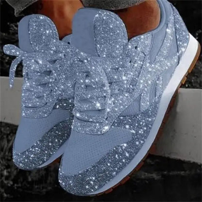 Kvinnors Glittrande Sneakers i Mesh för Avslappnad och Festlig Stil 5