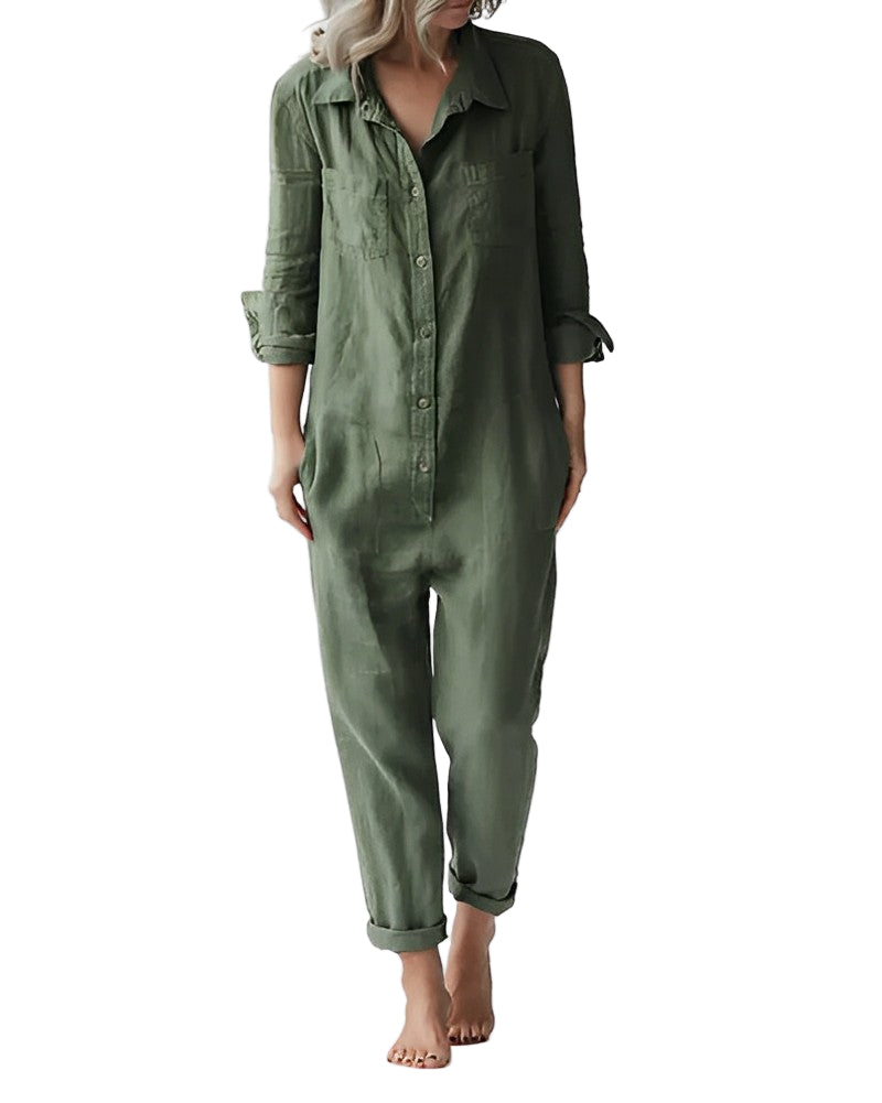 Kvinnors Grön Jumpsuit Med Elegant Design 0