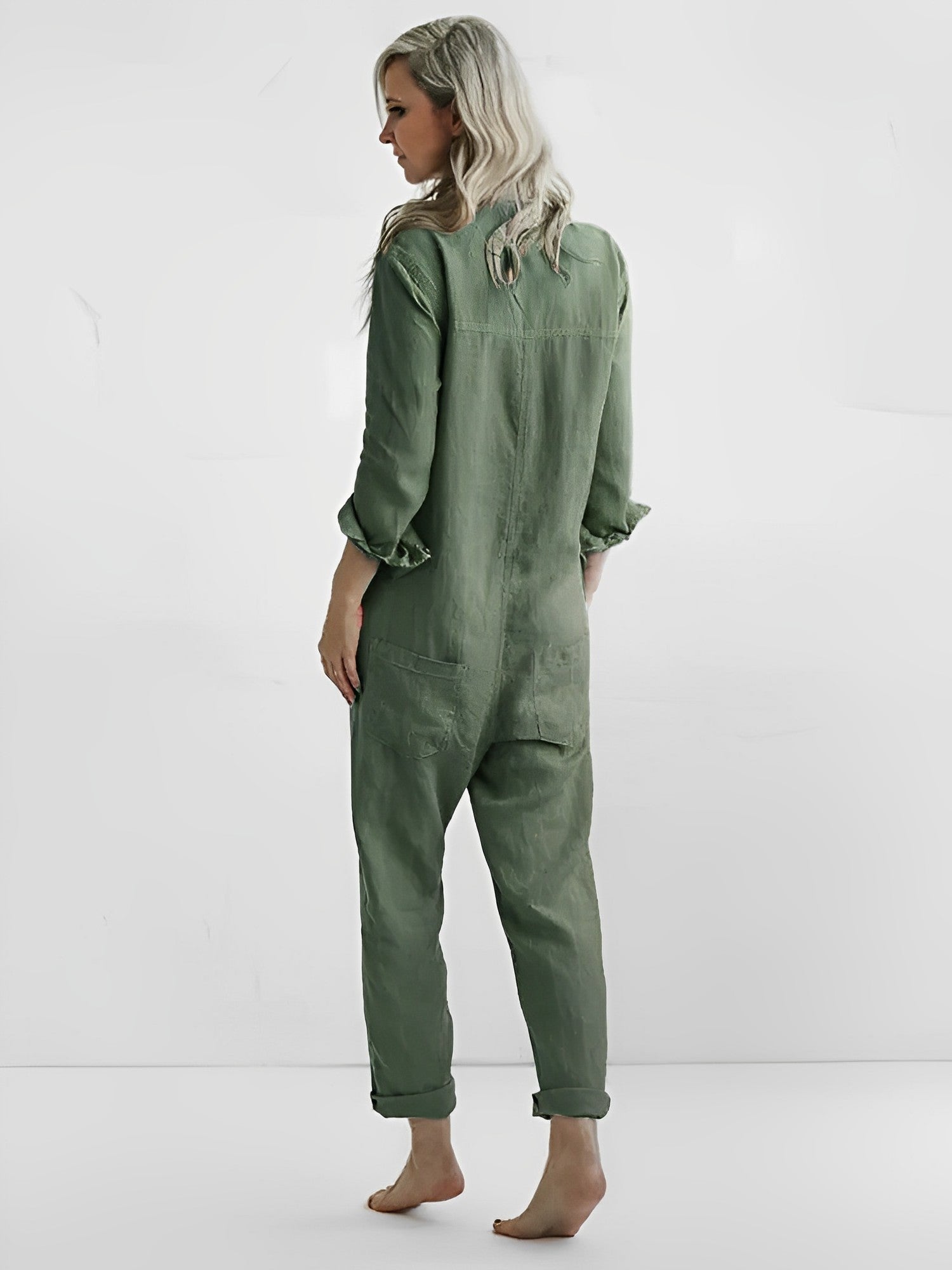 Kvinnors Grön Jumpsuit Med Elegant Design 1