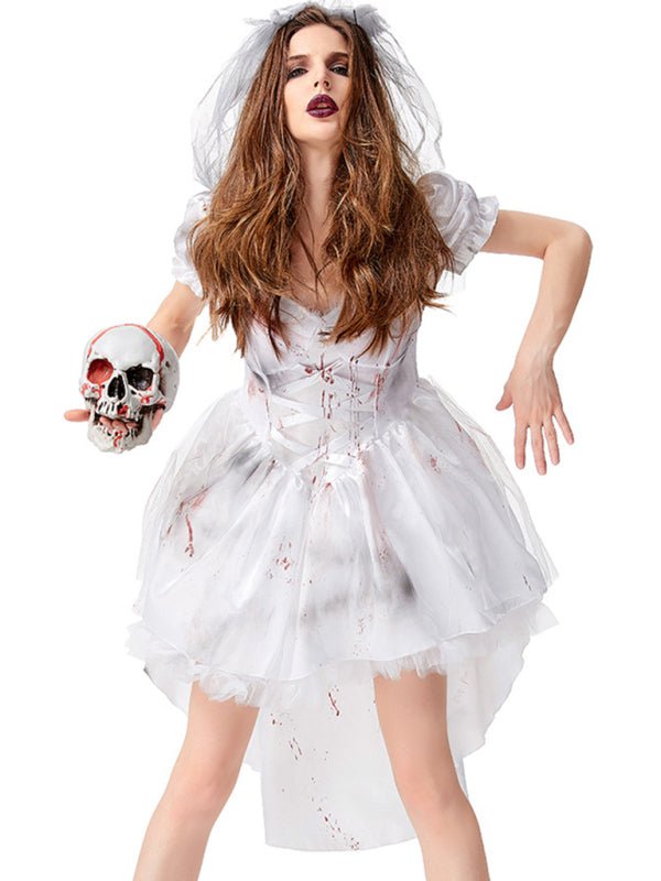 Kvinnors Halloween Kostym Vampirbrud Mini med Blodfläckar Polyester 1
