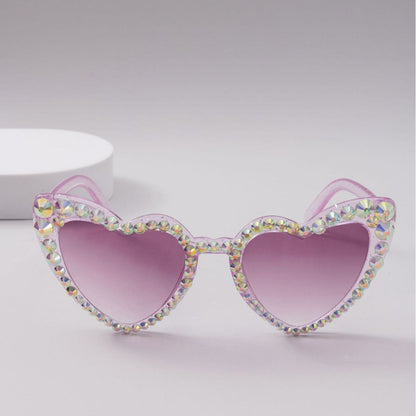 Kvinnors Hjärtformade Solglasögon med Glitter 3