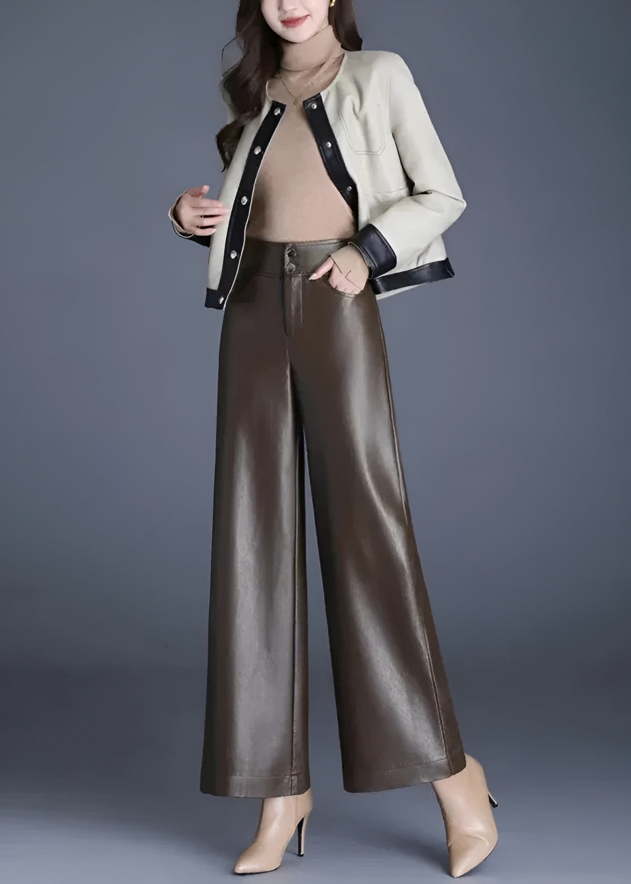 Kvinnors Höga Midja Bredbenta Byxor 7