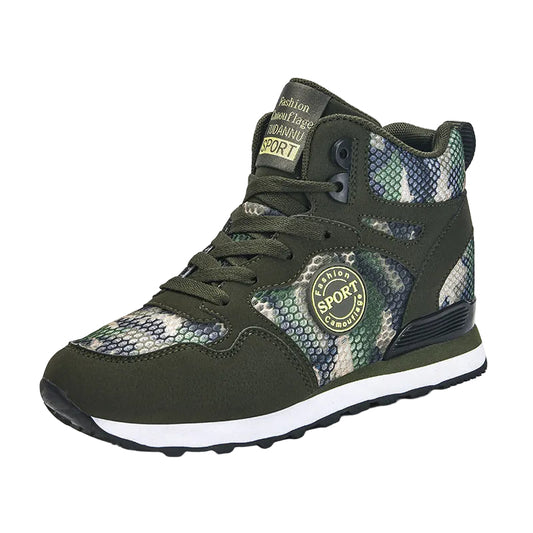 Kvinnors Höga Sneakers Kamouflagedesign Trendiga och Bekväma 0
