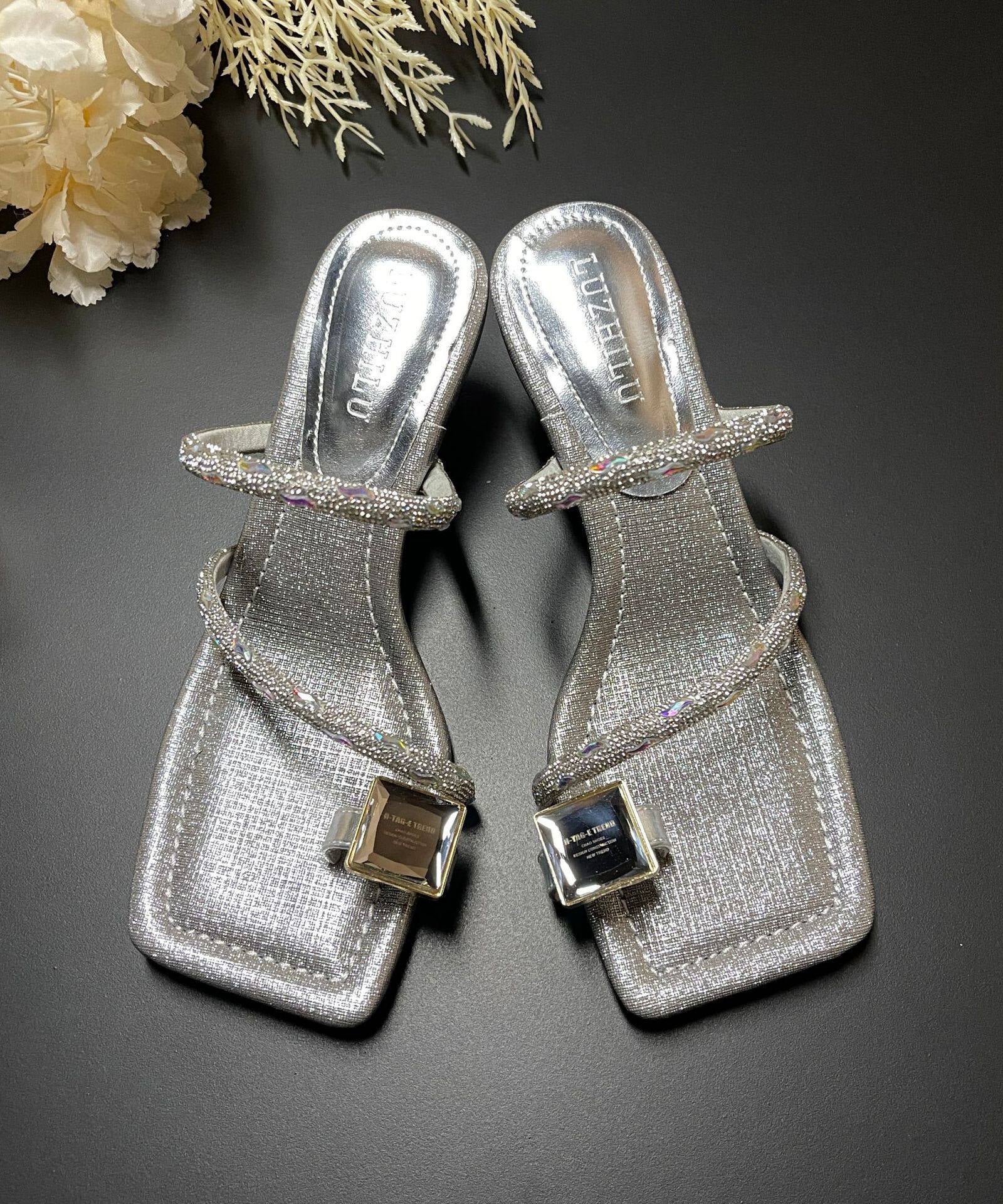 Kvinnors Högklackade Sandaler med Rhinestones Glamour 1