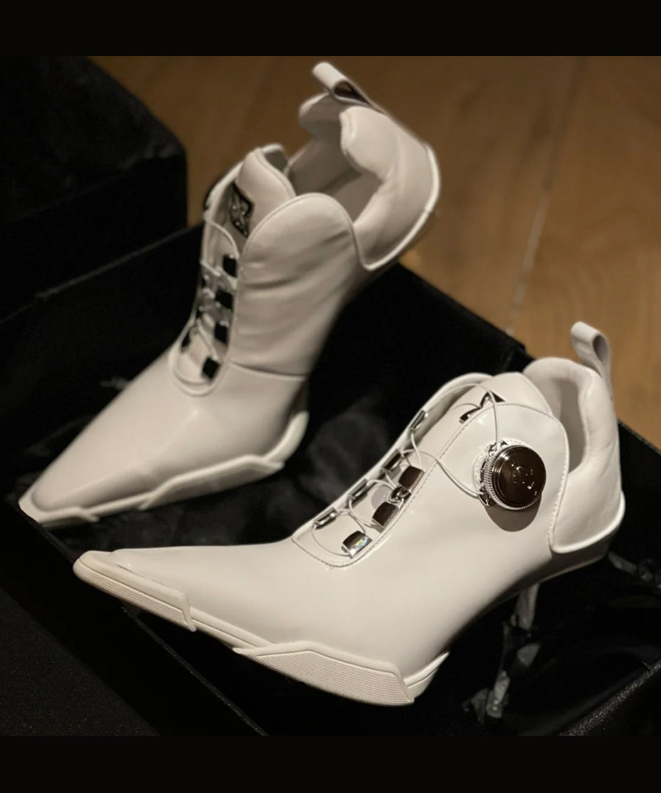 Kvinnors Högklackade Stövlar Spetsig Tå 1