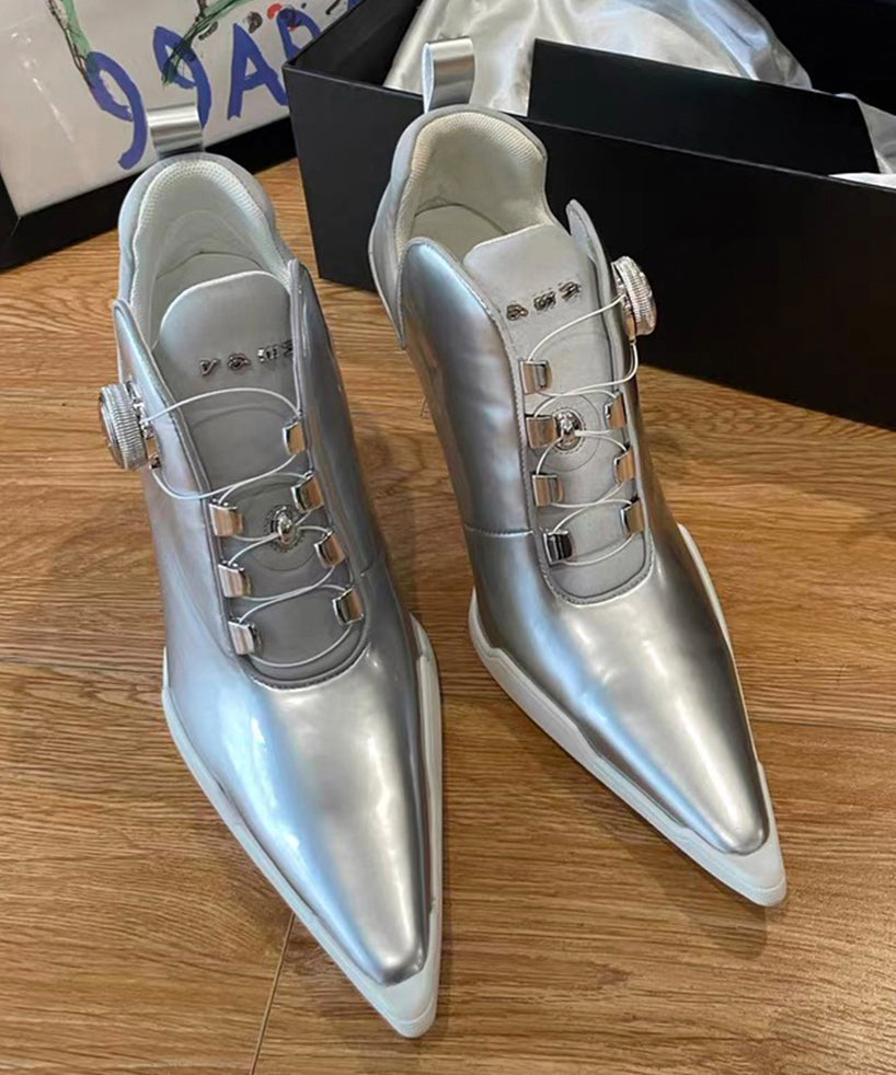 Kvinnors Högklackade Stövlar Spetsig Tå 2