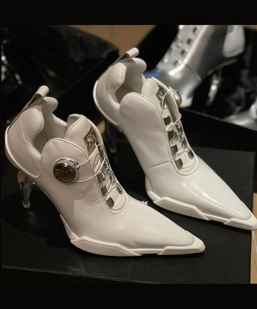 Kvinnors Högklackade Stövlar Spetsig Tå 3