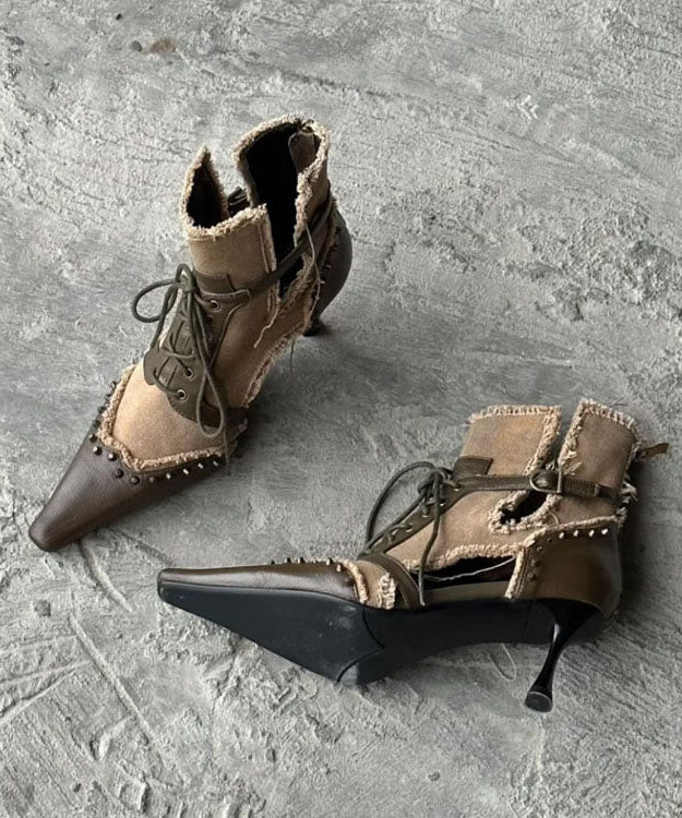 Kvinnors Högklackade Stövlar med Snörning 3