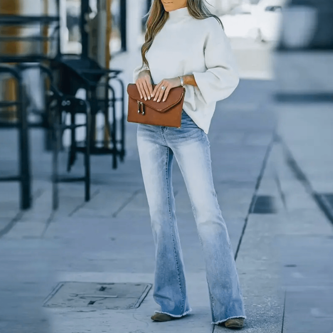 Kvinnors Högmidjade Raka Jeans 1