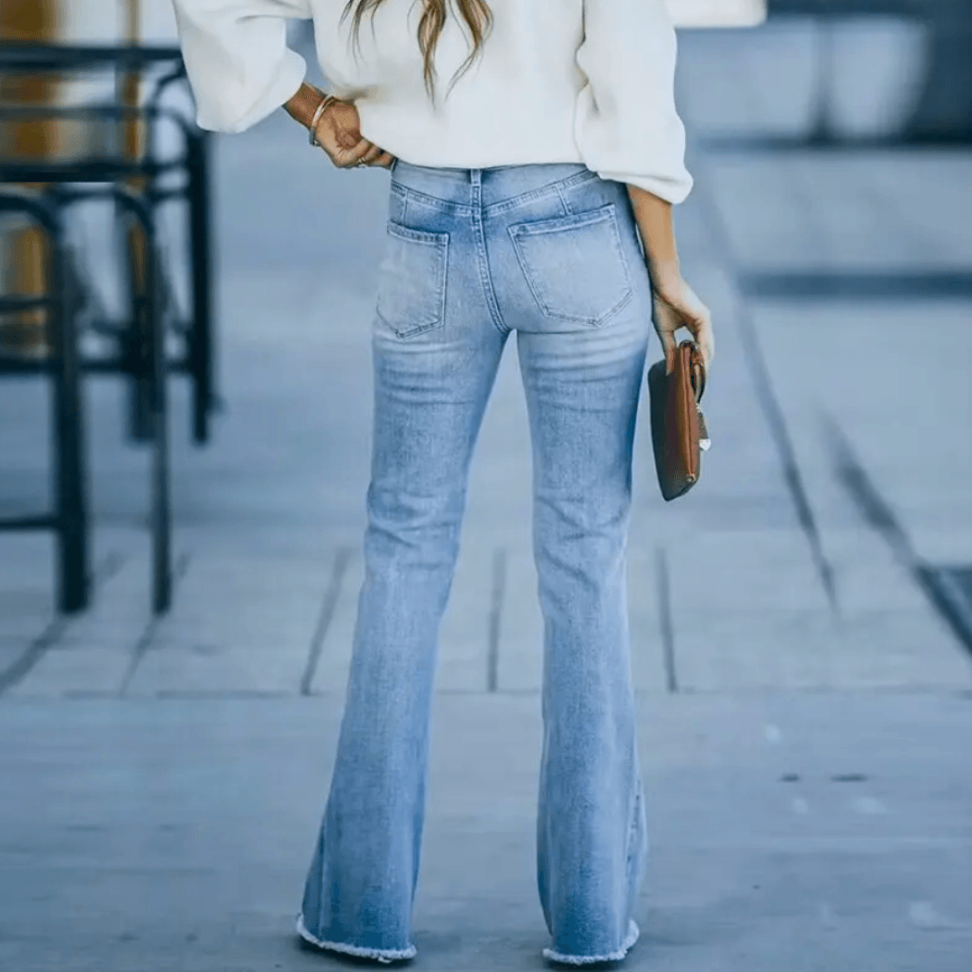 Kvinnors Högmidjade Raka Jeans 2
