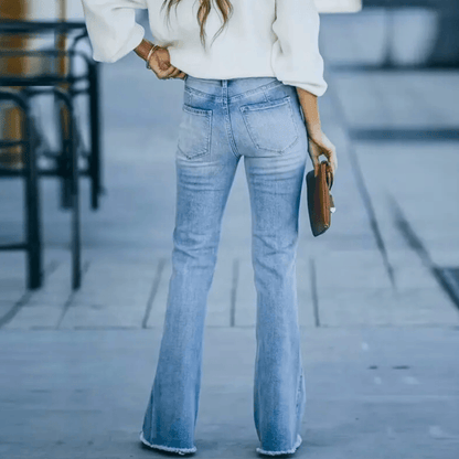 Kvinnors Högmidjade Raka Jeans 2