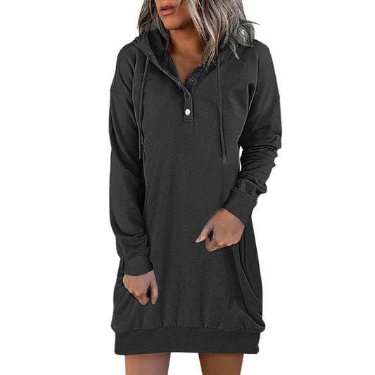 Kvinnors Hoodie-Klänning Avslappnad Stil 0