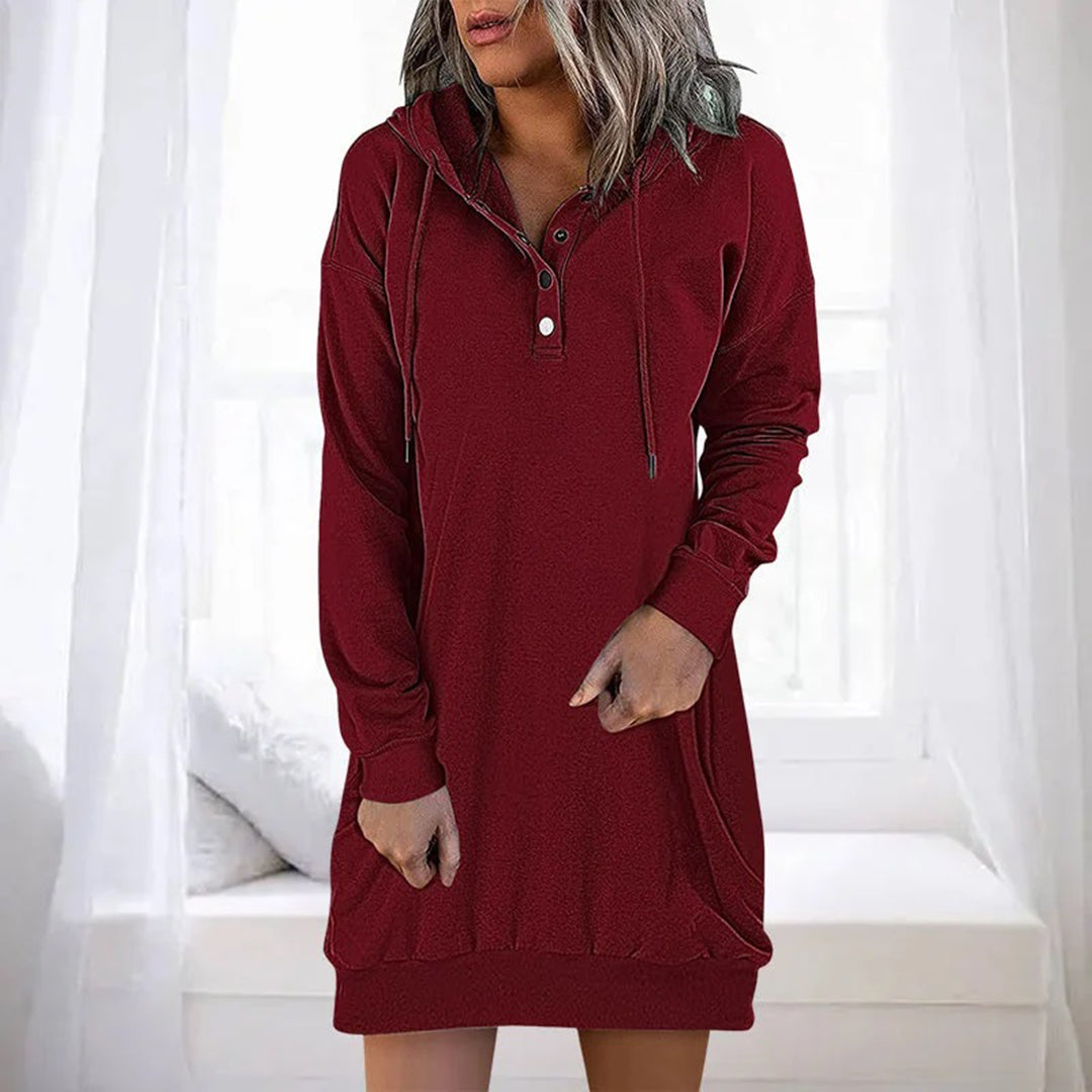 Kvinnors Hoodie-Klänning Avslappnad Stil 1