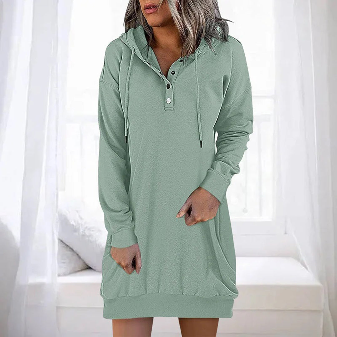 Kvinnors Hoodie-Klänning Avslappnad Stil 3