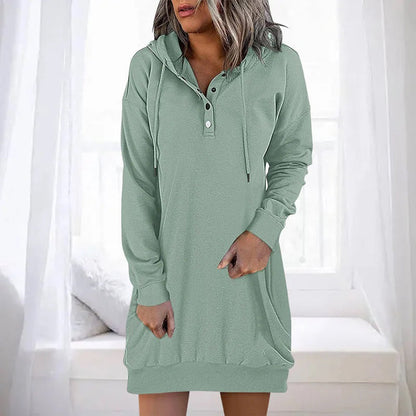 Kvinnors Hoodie-Klänning Avslappnad Stil 3