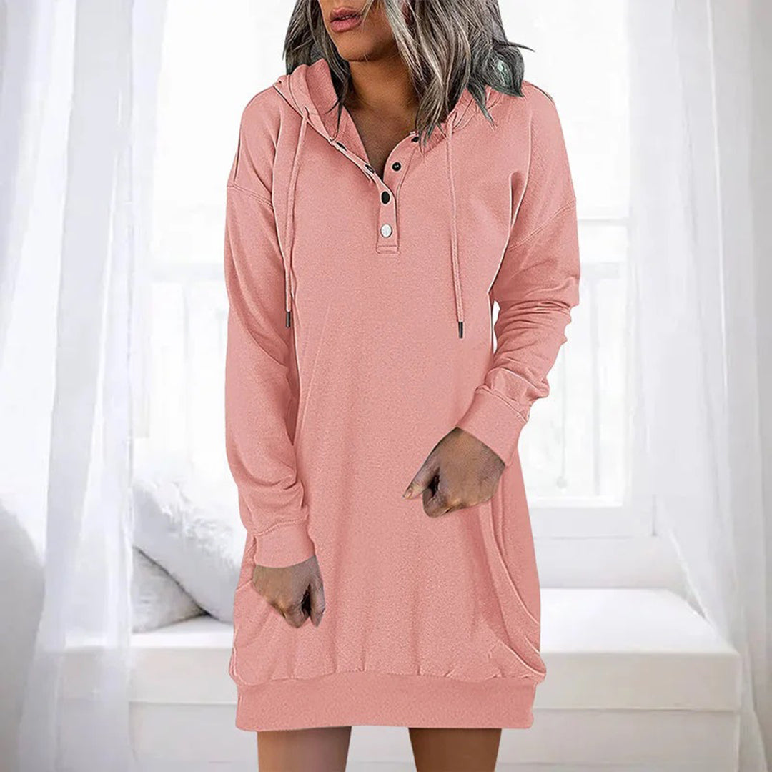 Kvinnors Hoodie-Klänning Avslappnad Stil 4