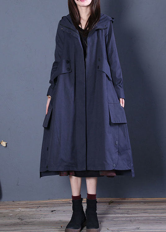 Kvinnors Hoodie Trenchcoat med Dragkedja 1