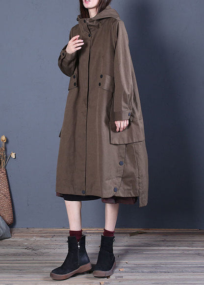 Kvinnors Hoodie Trenchcoat med Dragkedja 2
