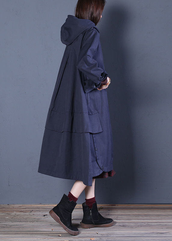 Kvinnors Hoodie Trenchcoat med Dragkedja 3