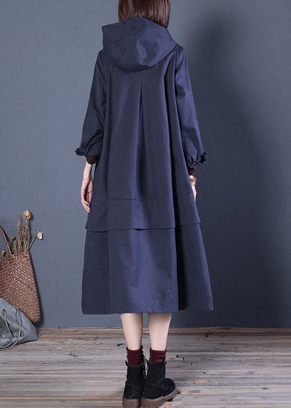 Kvinnors Hoodie Trenchcoat med Dragkedja 4