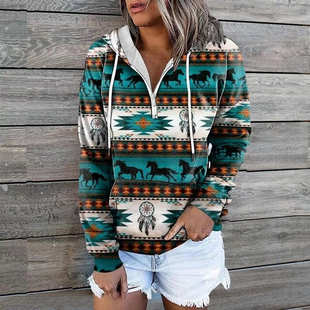 Kvinnors Hoodie Trendig Med Fickor 1