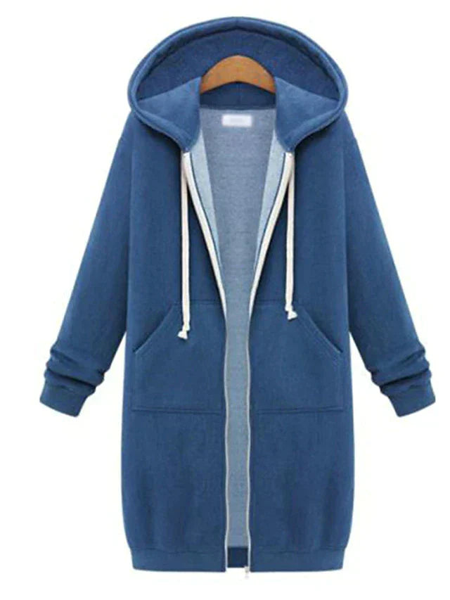 Kvinnors Hoodie med Dragkedja Knälång 2