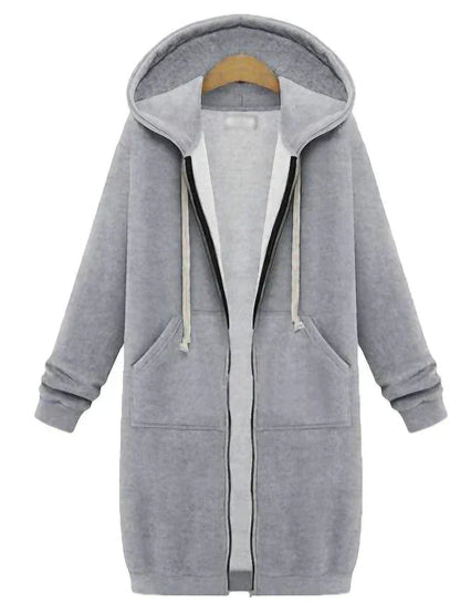 Kvinnors Hoodie med Dragkedja Knälång 3