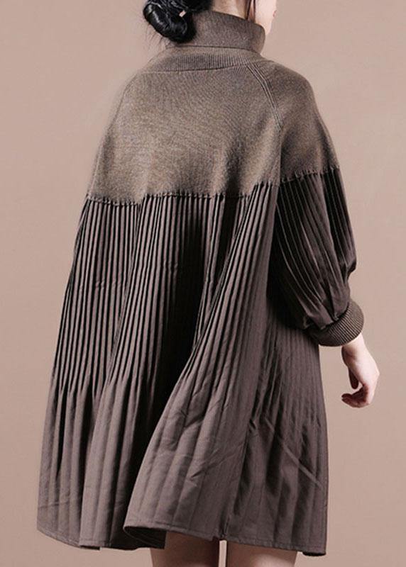 Kvinnors Höstklänning med Hög Krage och Patchwork 3