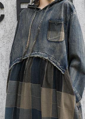 Kvinnors Höstklänning med Huva och Lappteknik 4