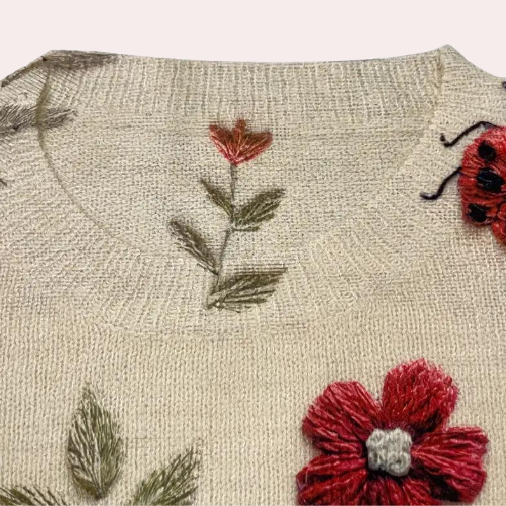 Kvinnors Hösttröja Blommönster Rymlig 5