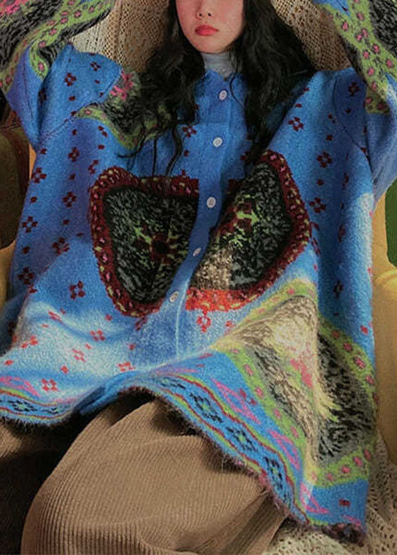 Kvinnors Hösttröja med Retro Knapptryck 0